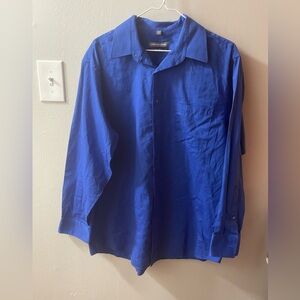 Men’s Geoffrey Beene 16.5 33/33 Blue Button Down Textured Shirt